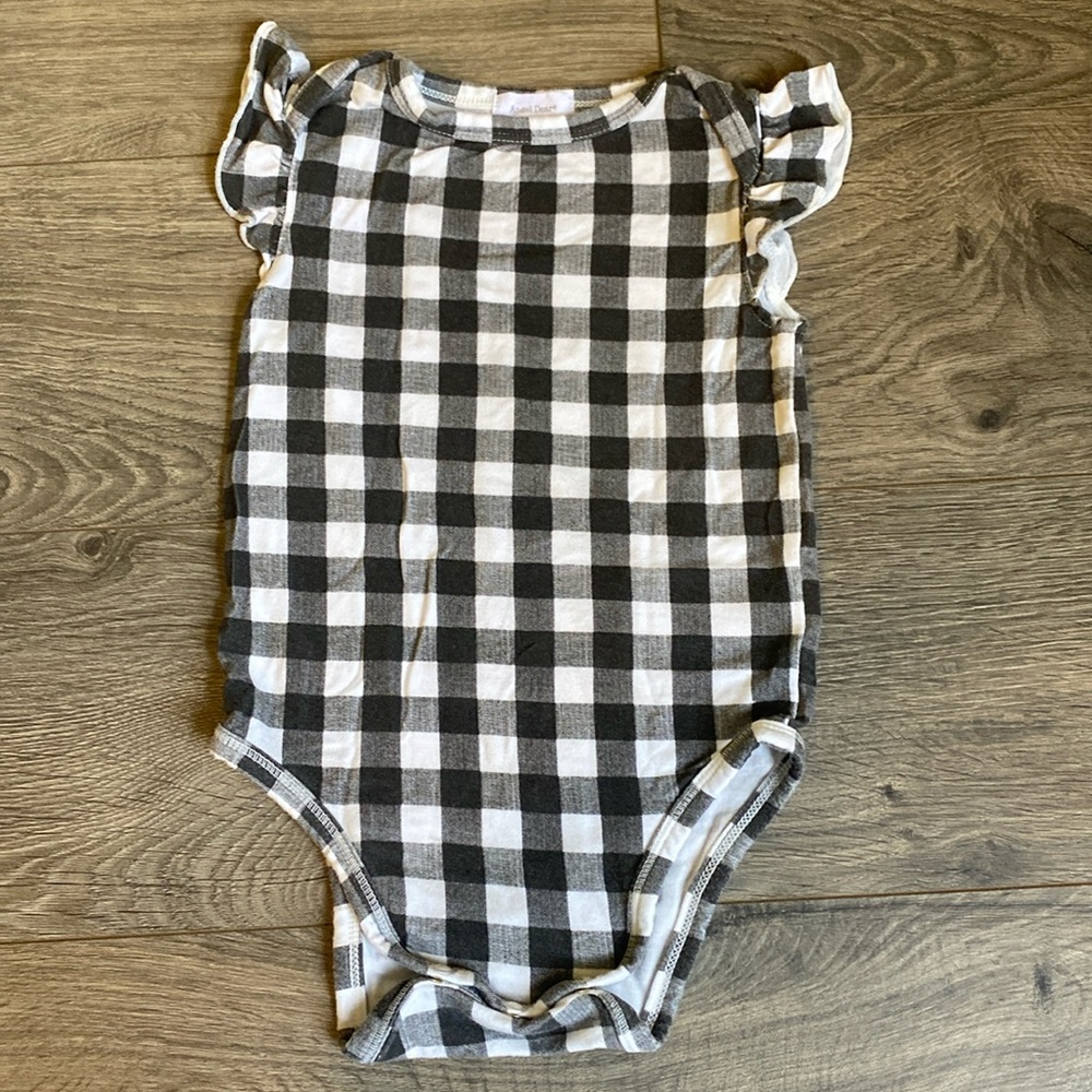Angel Dear Black Plaid Onesie 12-18M
